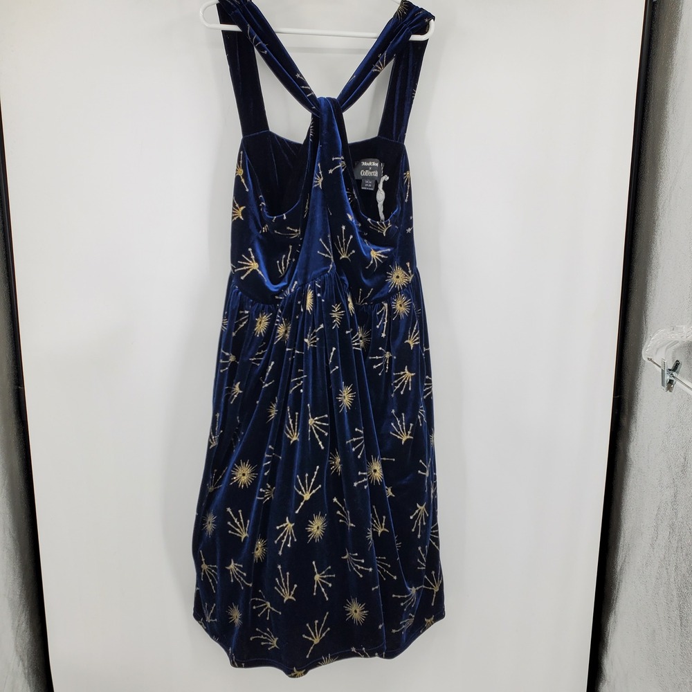 NWT ModCloth x Collectif Robin Halo Star Swing Dress Navy‎ Velvet Celestial 20